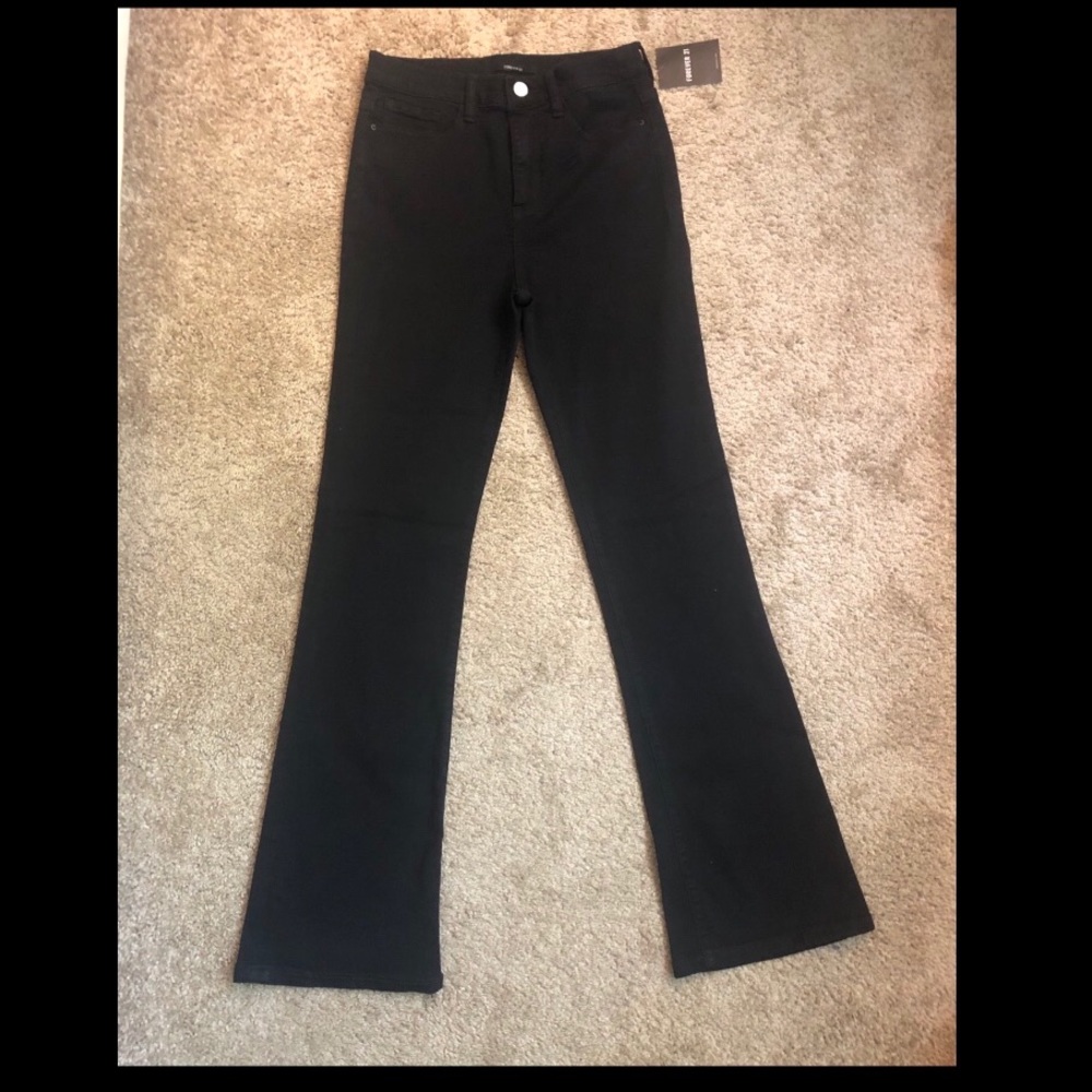 Forever 21 black bell bottom jeans NWT